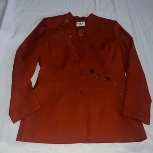 EMR Suits Size 12 Orange Jacket Blazer Length 29” Poly Lined Button M2